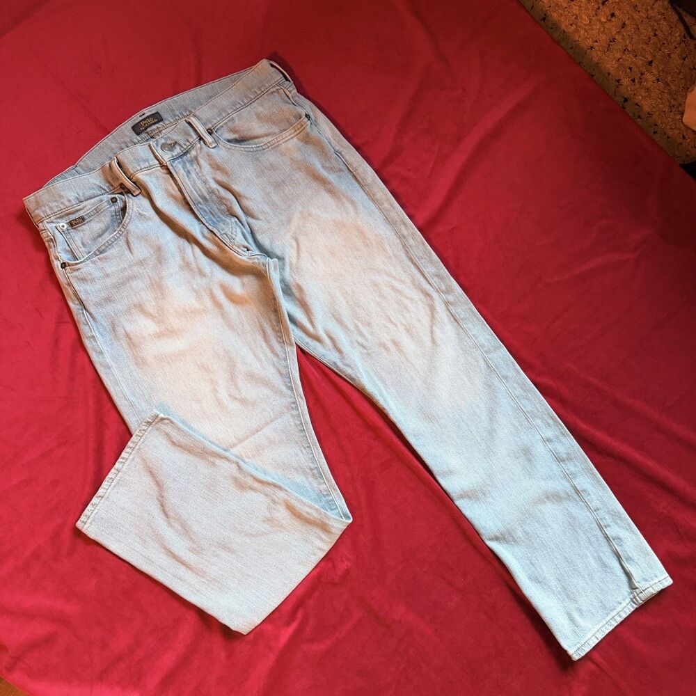 Mens Polo Ralph Lauren The Varick Slim straight light wash  Jeans Size 34x30